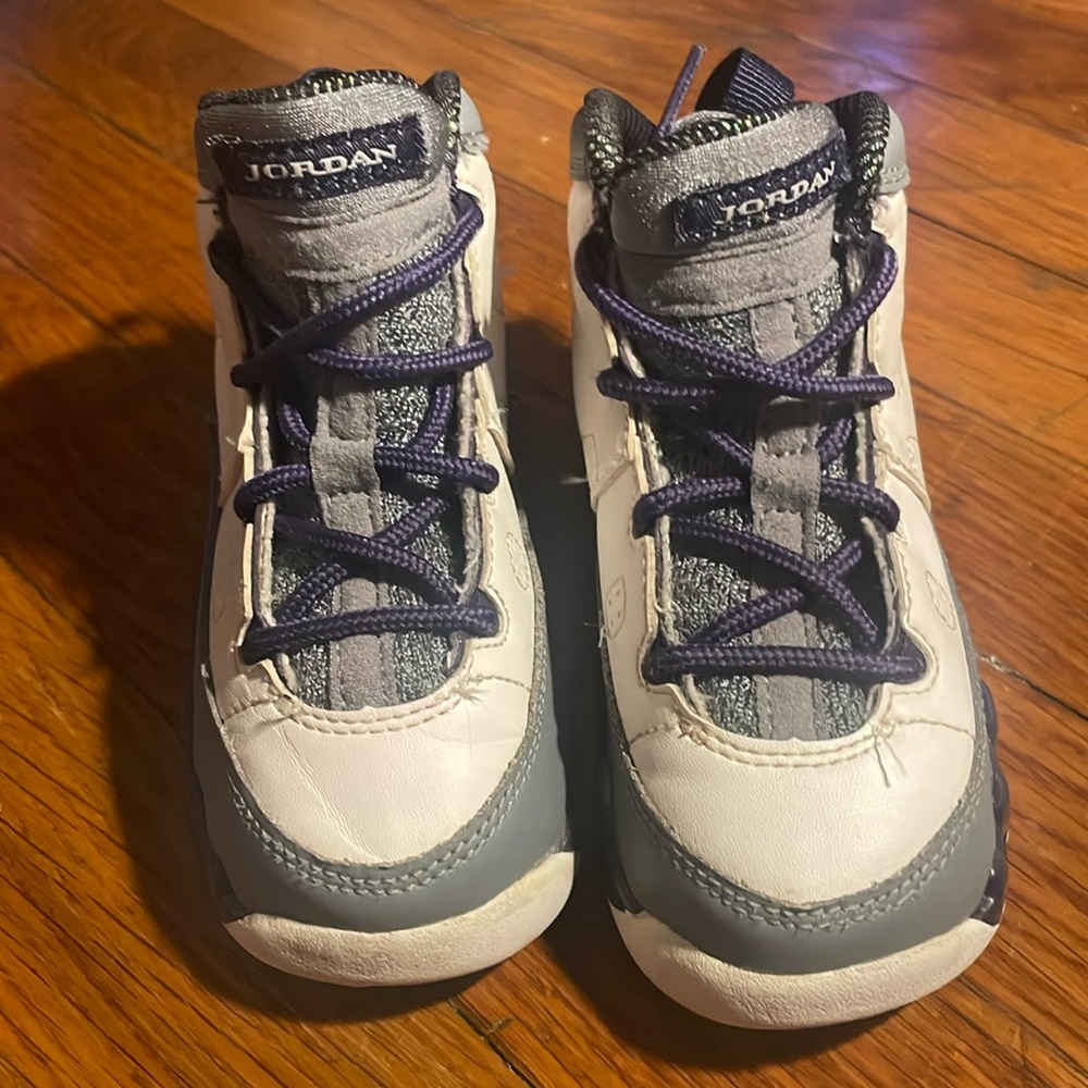 Air Jordan 9 Retro TD 'Baron' White/Concord Grape Purple-Grey Size 7c 401812-109
